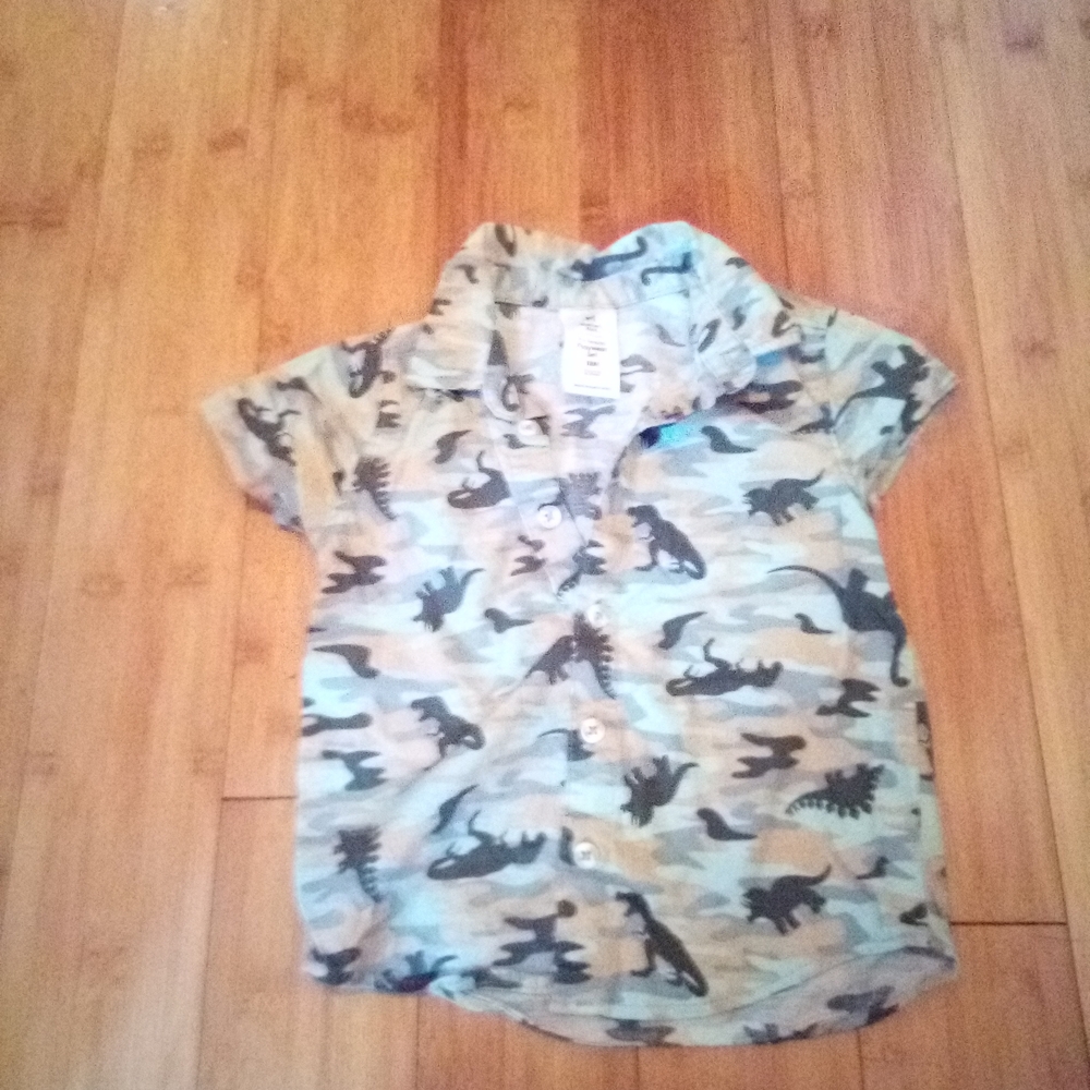 H&M Kids Dinosaur Camo Button Down Shirt